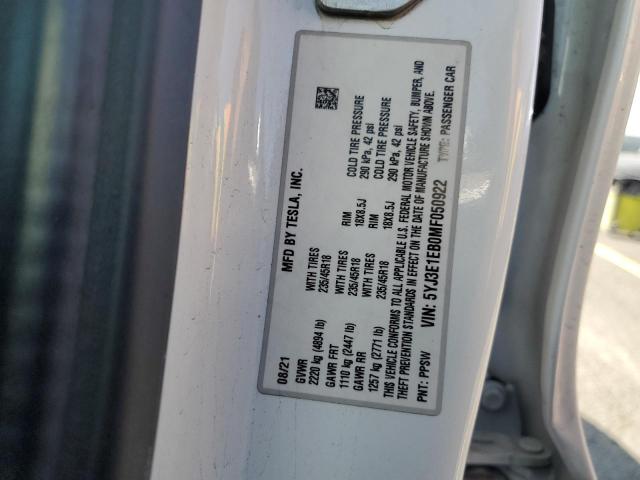 5YJ3E1EB0MF050922 Tesla MODEL 3