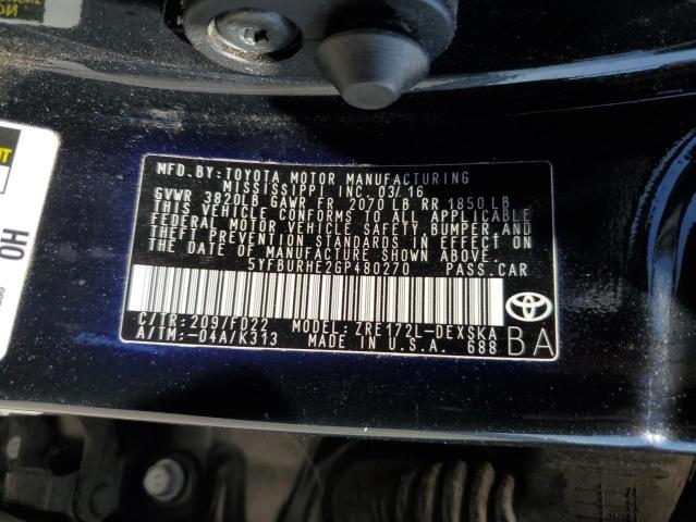 5YFBURHE2GP480270 Toyota 2zr-fe