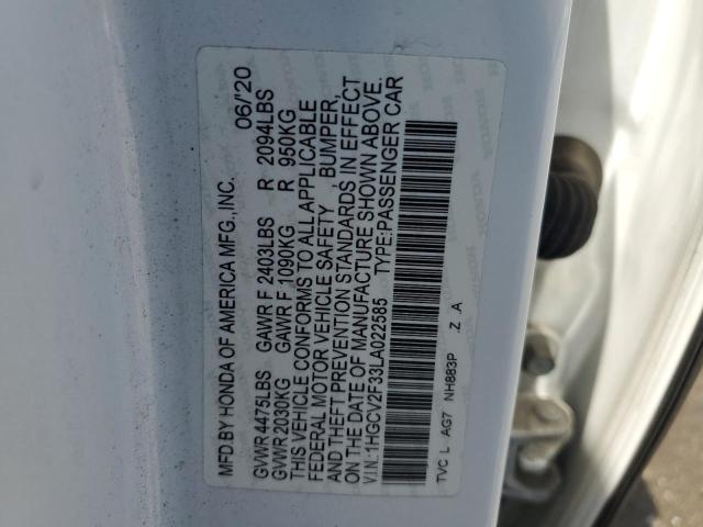 1HGCV2F33LA022585 Honda k20c4