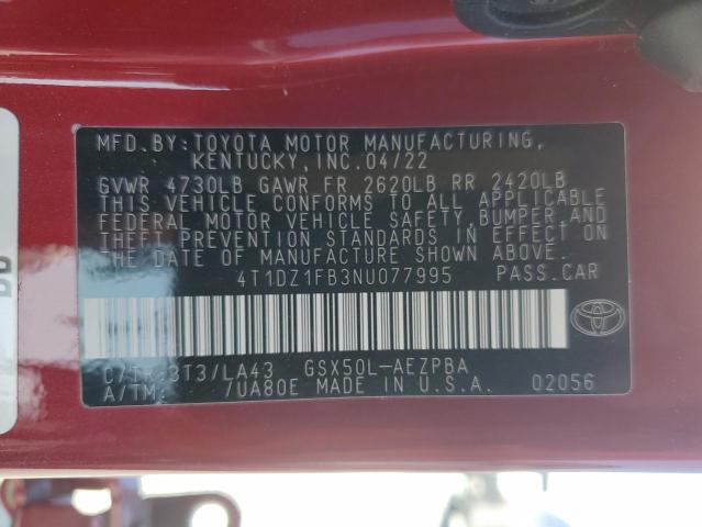 4T1DZ1FB3NU077995 Toyota 2gr-fks