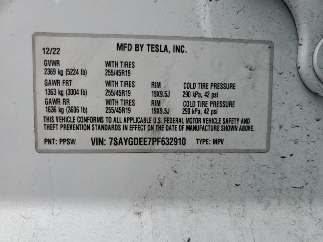 7SAYGDEE7PF632910 Tesla Model Y