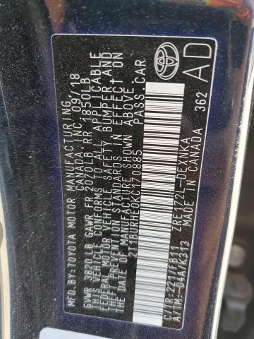 2T1BURHE0KC170885 Toyota 2zr-fe