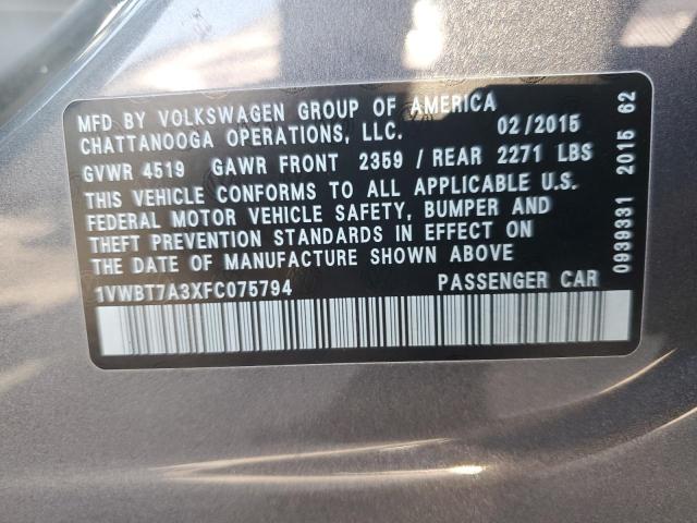 1VWBT7A3XFC075794 Volkswagen 2015