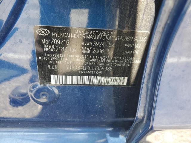 5NPD84LFXHH039386 Hyundai 2017