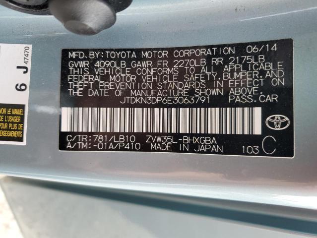 JTDKN3DP6E3063791 Toyota PRIUS PLUG