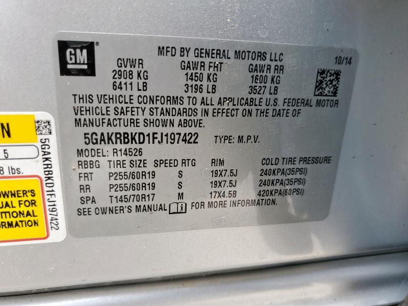 5GAKRBKD1FJ197422 Buick Enclave