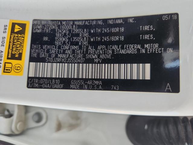 5TDJZRFH2JS550407 Toyota 2gr-fks