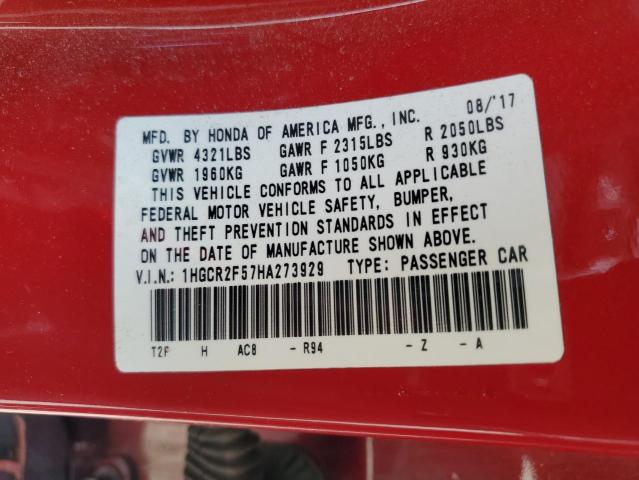 1HGCR2F57HA273929 Honda ACCORD SPO