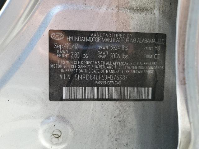 5NPD84LF5JH276387 Hyundai mpi nu
