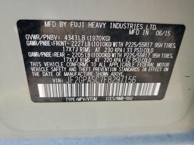 JF2GPASC7F8297156 Subaru 2.0l naturally aapirated