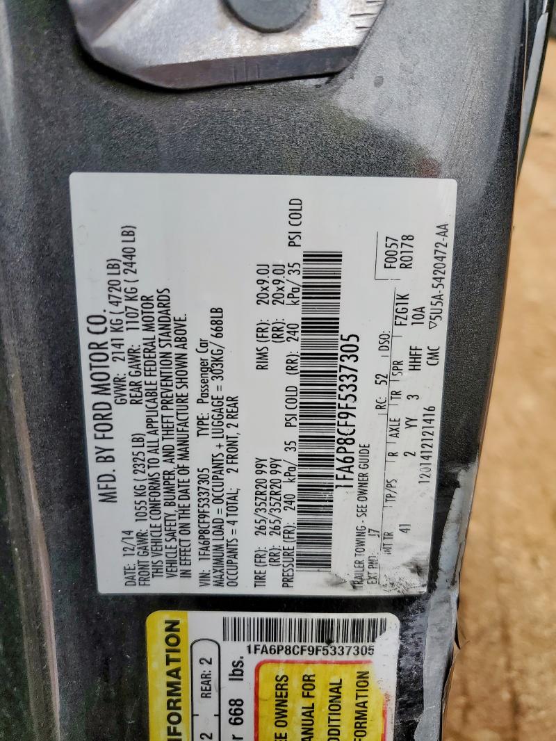 1FA6P8CF9F5337305 Ford MUSTANG GT