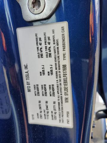5YJ3E1EBXLF617698 Tesla MODEL 3