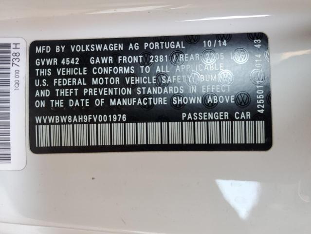 WVWBW8AH9FV001976 Volkswagen Eos