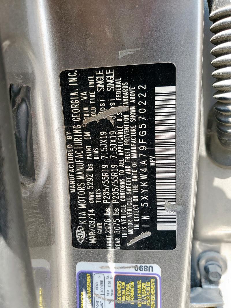 5XYKW4A79FG570222 KIA SORENTO SX