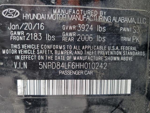 5NPD84LF6HH010242 Hyundai 2017