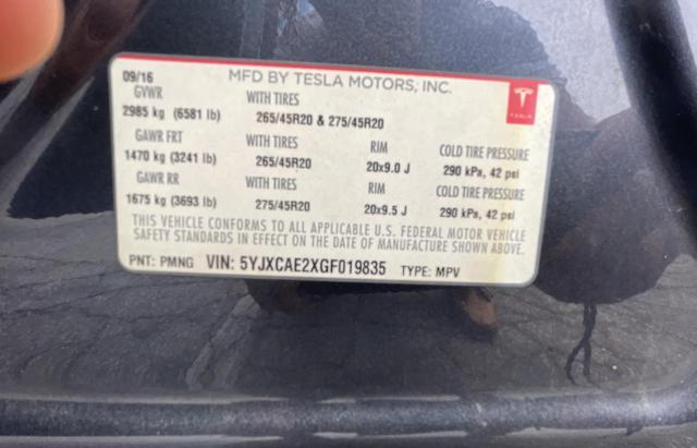 5YJXCAE2XGF019835 Tesla MODEL X