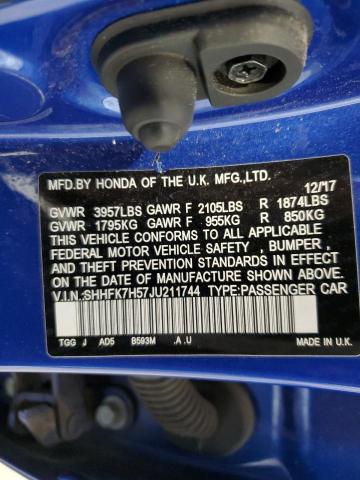 SHHFK7H57JU211744 Honda l15ba