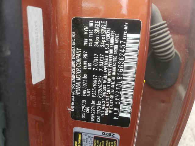 5XYZTDLB1GG362457 Hyundai gdi theta ii