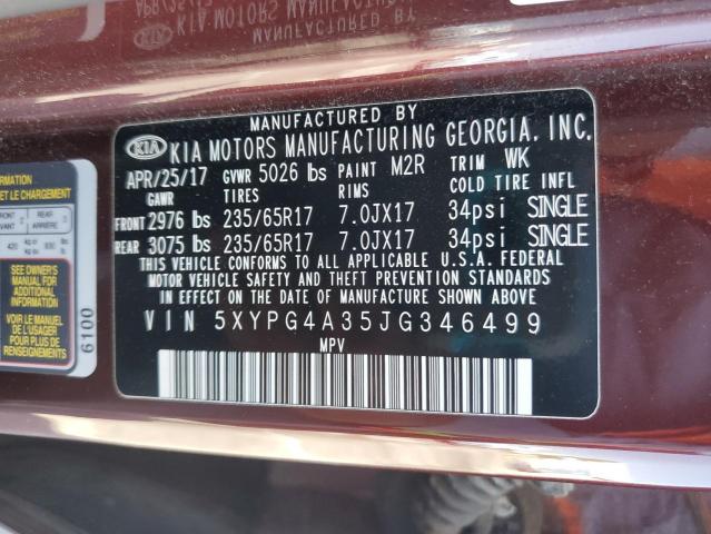 5XYPG4A35JG346499 KIA SORENTO LX