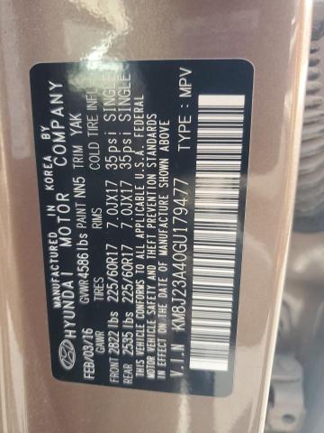 KM8J23A40GU179477 Hyundai 2016