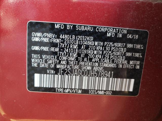 JF2SJAGC0JH578941 Subaru FORESTER 2