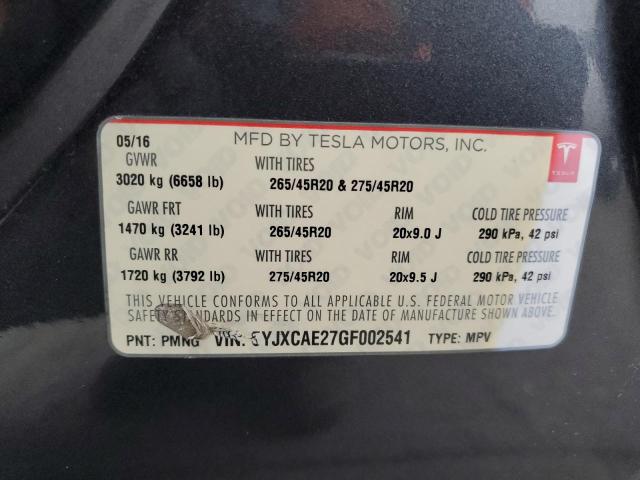5YJXCAE27GF002541 Tesla MODEL X