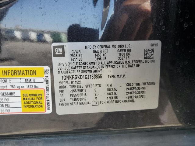 1GNKRGKD1GJ136866 Chevrolet llt - sidi, alum, 60 degrees