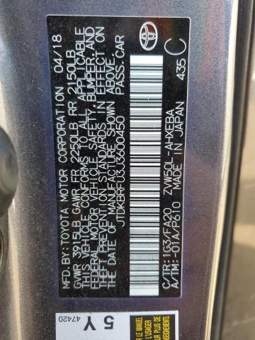JTDKBRFU3J3600450 Toyota 2zr-fxe,1nm