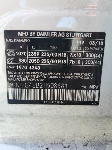 WDCTG4EB2JJ508681 Mercedes-Benz m270