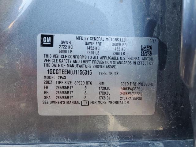 1GCGTEEN0J1156316 Chevrolet COLORADO Z