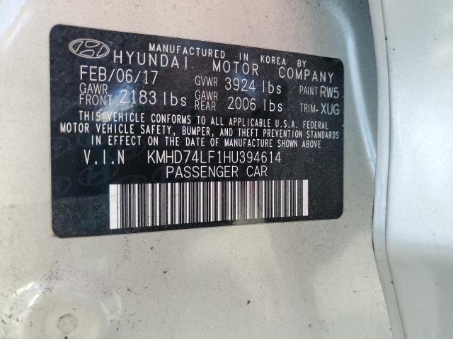 KMHD74LF1HU394614 Hyundai ELANTRA SE