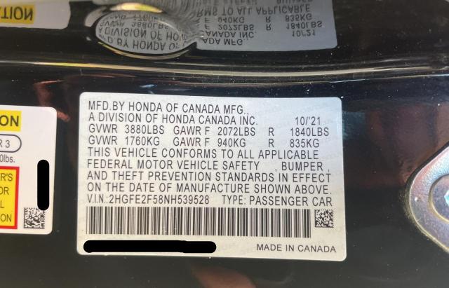 2HGFE2F58NH539528 Honda CIVIC SPOR
