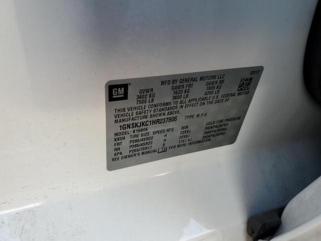 1GNSKJKC1HR237806 Chevrolet l83 - sidi: spark ignited direct injection, vvt: variable valve timing, afm, e85 max, alum