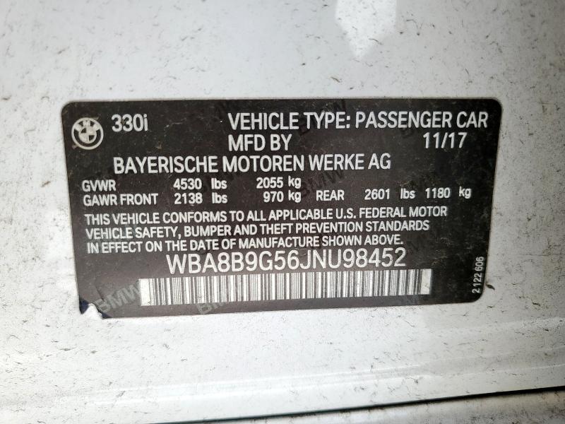 WBA8B9G56JNU98452 BMW 330 I