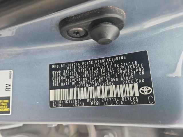 5YFEPMAE2MP232808 Toyota 2zr-fae