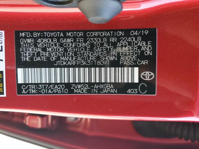 JTDKARFP3K3118091 Toyota 2zr-fxe+1nm