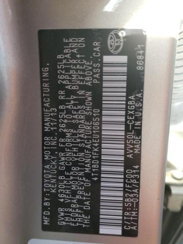4T1BD1FK4EU106510 Toyota 2ar-fxe+2jm