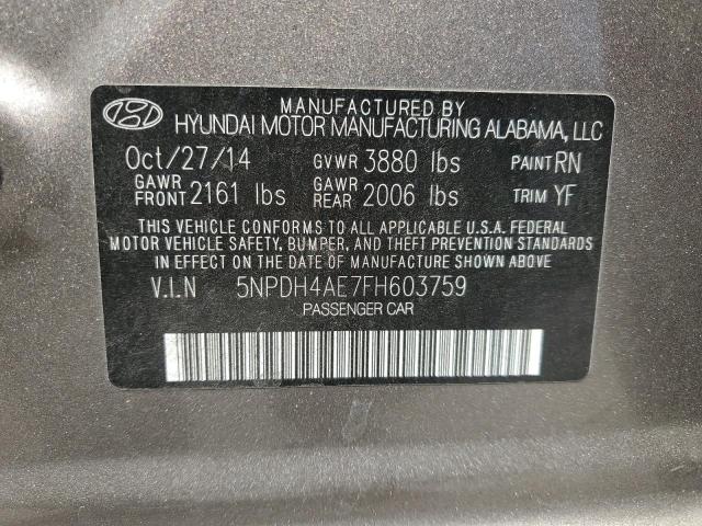 5NPDH4AE7FH603759 Hyundai dohc mpi nu