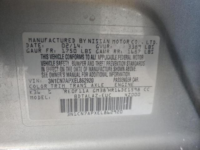 3N1CN7APXEL862920 Nissan 2014