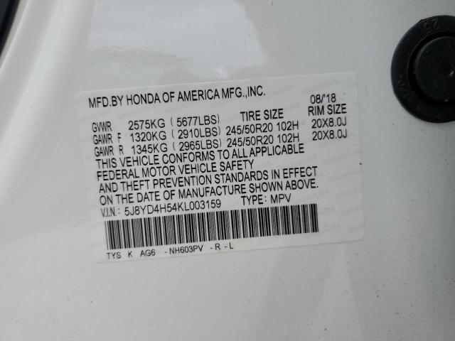 5J8YD4H54KL003159 Acura j35y5