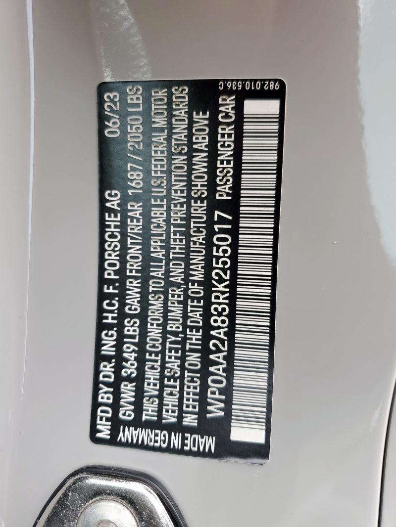 WP0AA2A83RK255017 Porsche Cayman Bas