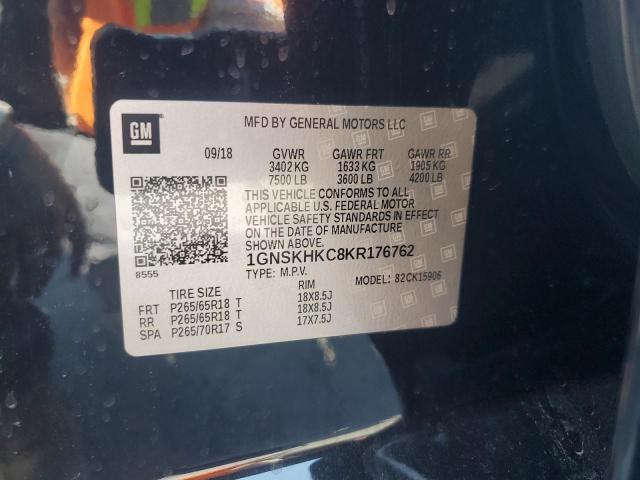 1GNSKHKC8KR176762 Chevrolet l83 - sidi: spark ignited direct injection, vvt: variable valve timing, afm, e85 max, alum