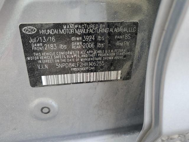 5NPD84LF2HH106255 Hyundai 2017