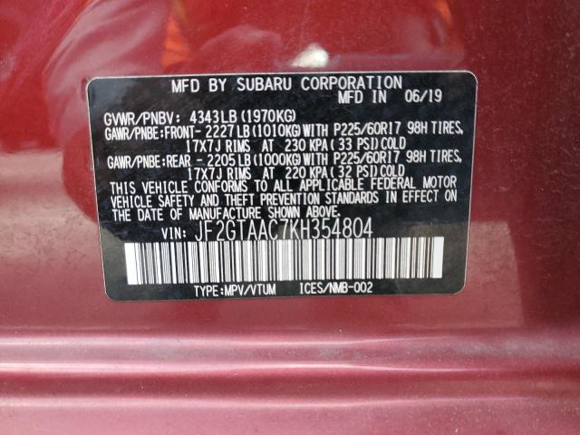 JF2GTAAC7KH354804 Subaru naturally aspirated