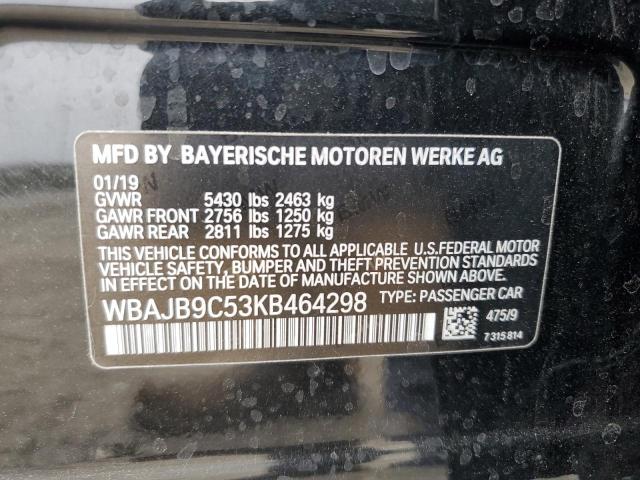 WBAJB9C53KB464298 BMW 2019
