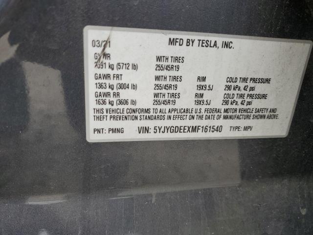 5YJYGDEEXMF161540 Tesla 2021