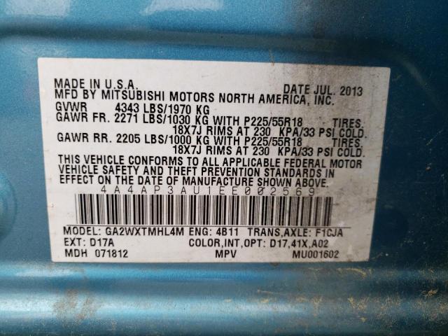 4A4AP3AU1EE002569 Mitsubishi Outlander
