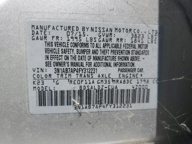 3N1AB7AP4FY312231 Nissan 2015