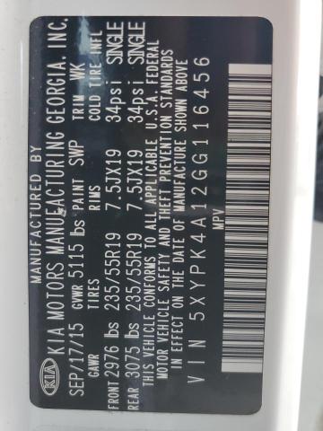 5XYPK4A12GG116456 KIA SORENTO SX