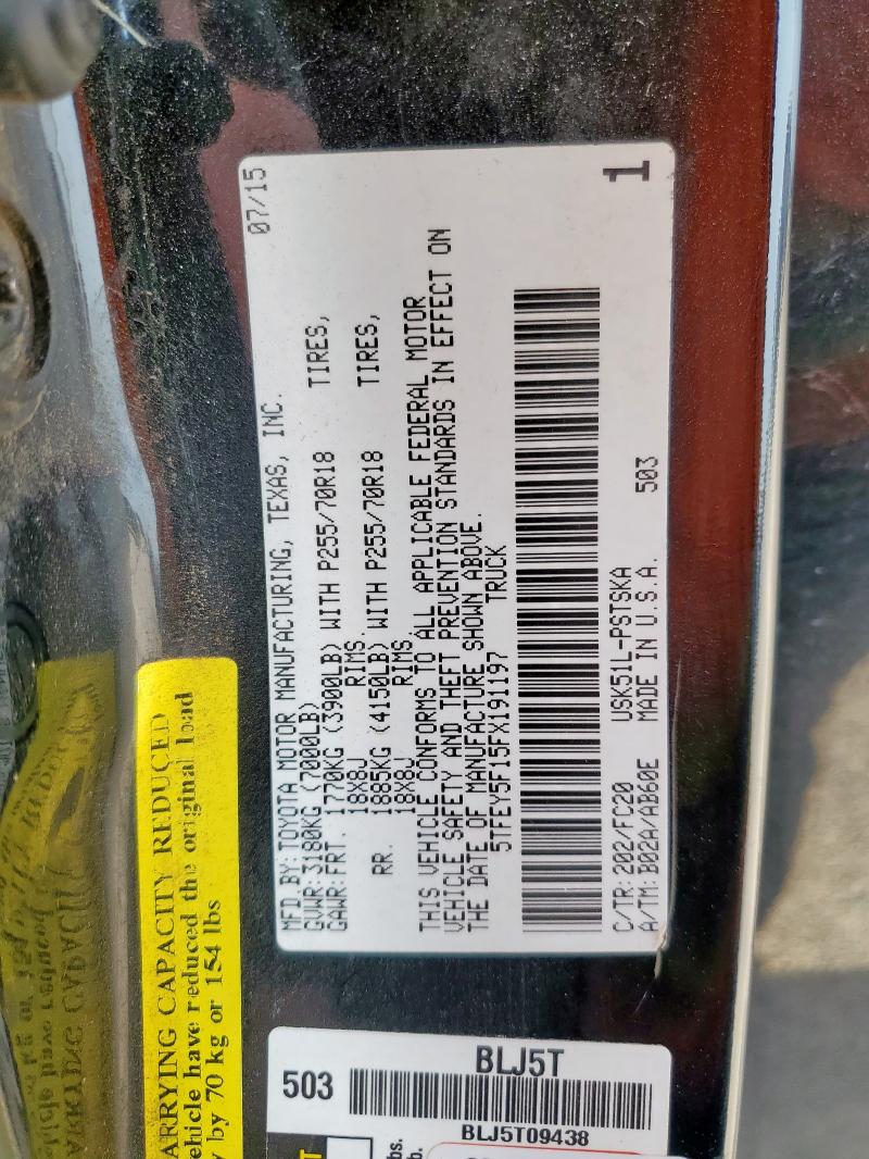5TFEY5F15FX191197 Toyota 3ur-fbe